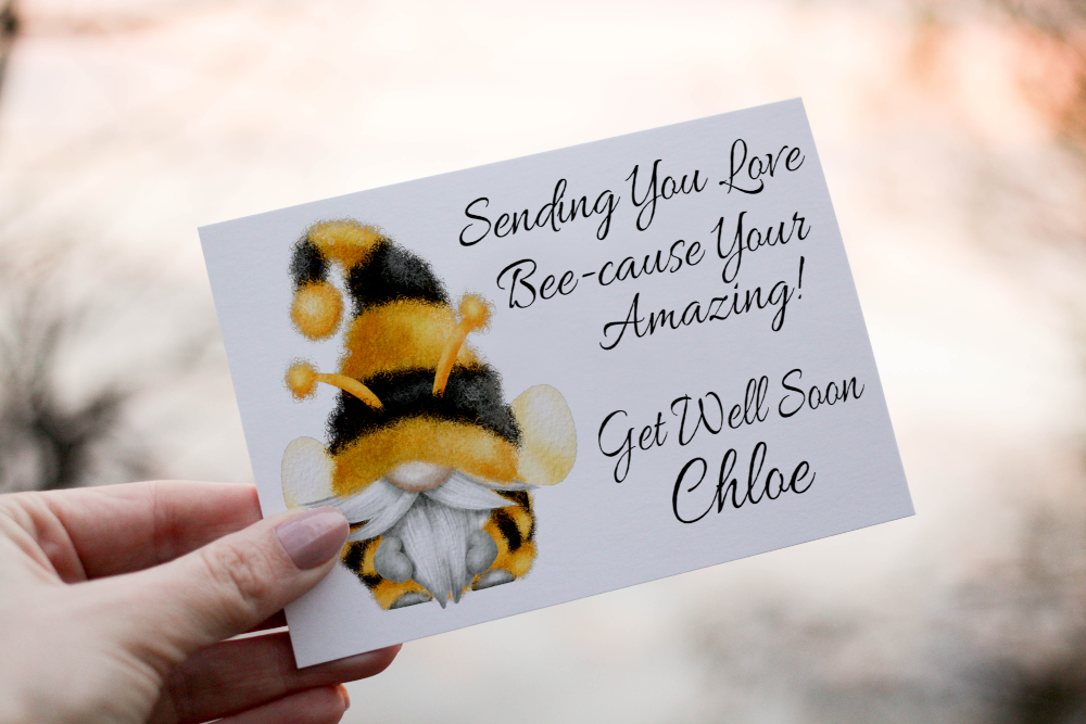 Bee Gnome Get Well Soon Card, Gnome Get Well Card
